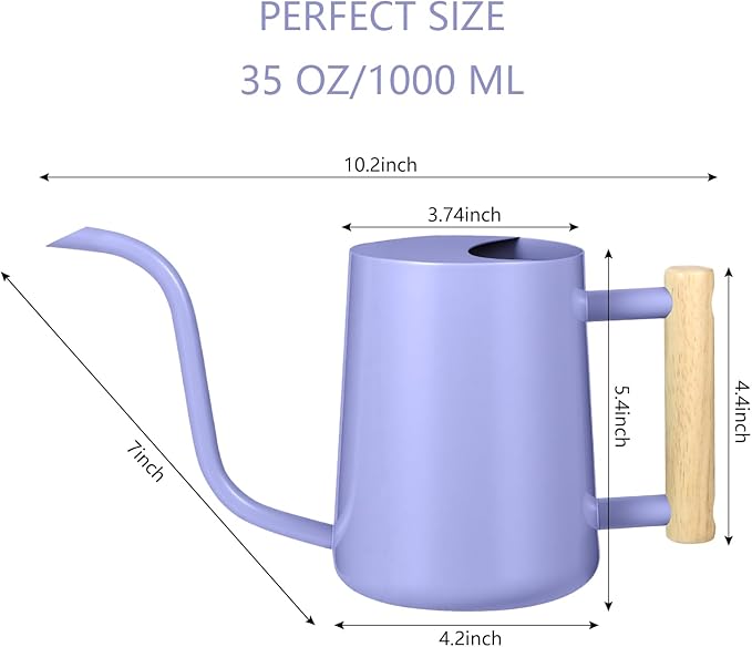 Watering Can Indoor Plants, 35oz Small Stainless Steel Metal Watering Can Modern Decorative Watering Pot with Long Spout for Indoor House Plant Bonsai Garden Flowers (Purple)