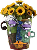 Picasso Abstract Face Flower Pot,Unique Resin Crafted Planter with Drainage Holes,Interesting Colorful Planter with Human face,for Indoor and Outdoor Botanical Home décor (Tears)