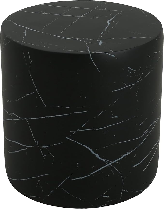 Christopher Knight Home Outdoor Round Side Table,Patio Garden Stool End Coffee Table,Decorative Accent Table for Patio,or Balcony,Lightweight Concrete Material,Black Marble