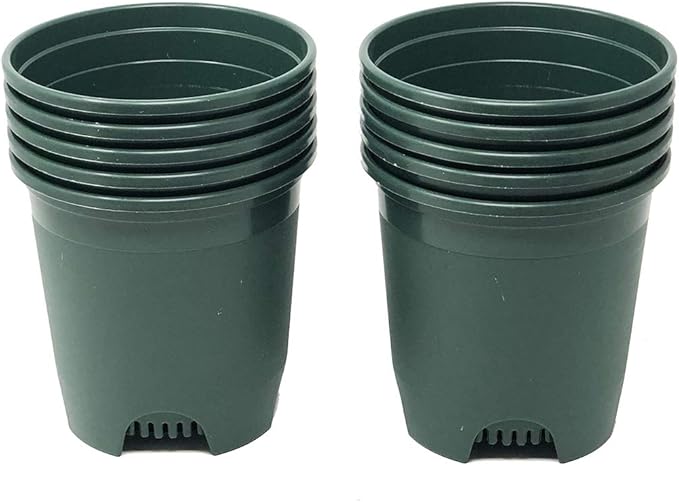 5.5 Inch Gardening Flower Pots 10-Pack Green Pot Liners 0.5 Gallon Nursery Pot Plastic Planters for Outdoor Indoor Plants with Drainage Holes