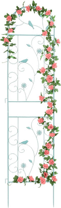Metal Garden Trellis for Climbing Plants, 86.5" x 19.7" Metal Plant Trellis Outdoor, Green Iron Garden Trellis, Clematis Rrellis Outdoor, Arched Decoration Suitable for courtyards, lawns, Gard, Green