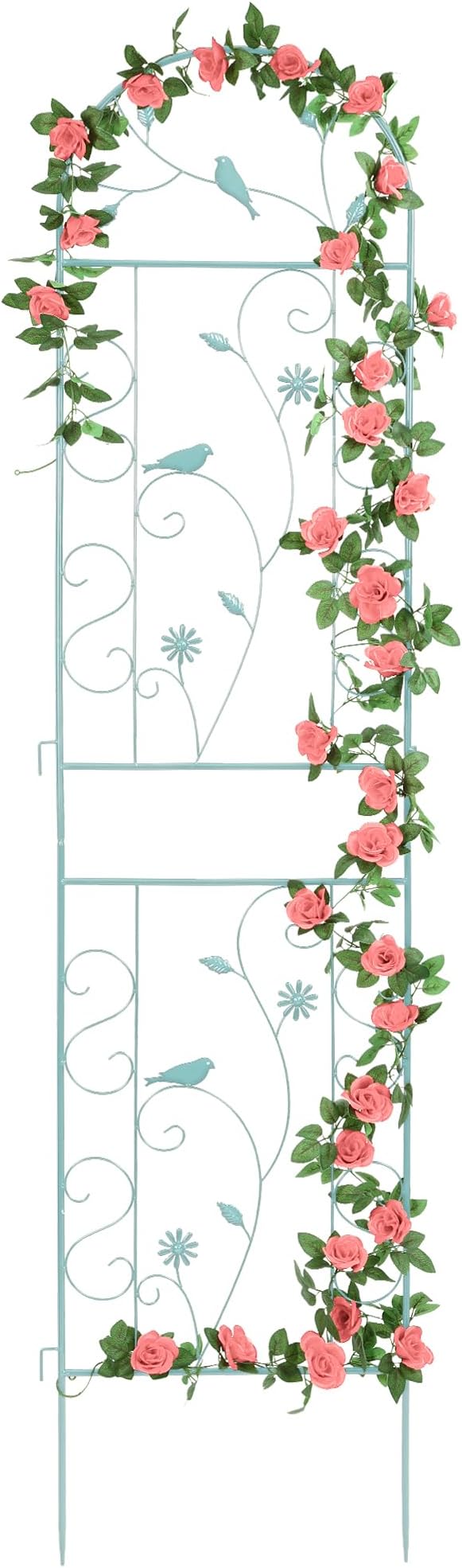 Metal Garden Trellis for Climbing Plants, 86.5" x 19.7" Metal Plant Trellis Outdoor, Green Iron Garden Trellis, Clematis Rrellis Outdoor, Arched Decoration Suitable for courtyards, lawns, Gard, Green