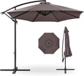 Best Choice Products 10ft Offset Hanging Market Patio Umbrella w/Easy Tilt Adjustment, Polyester Shade, 8 Ribs for Backyard, Poolside, Lawn and Garden - Deep Taupe