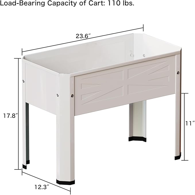 Elevated Metal Planter Box Stand Heavy Duty Raised Garden Bed for Vegetables Flowers Herbs Indoor Outdoor Use, Cream