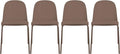 2xhome Parent Modern Stackable Armless Dining Chair | Plastic Shell Seat with Metal Legs | Indoor or Outdoor Use | Home Kitchen Patio (4, Brown, Padded Seat)