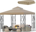 119''x119'' Canopy Replacement Top Double Tiered Gazebo Cover for Yard, Patio & Garden Durable Sunshade Replacement(No Frame)(Khaki)
