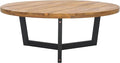 SAFAVIEH Outdoor Collection Leo Natural/Black Solid Wood Round Coffee Table