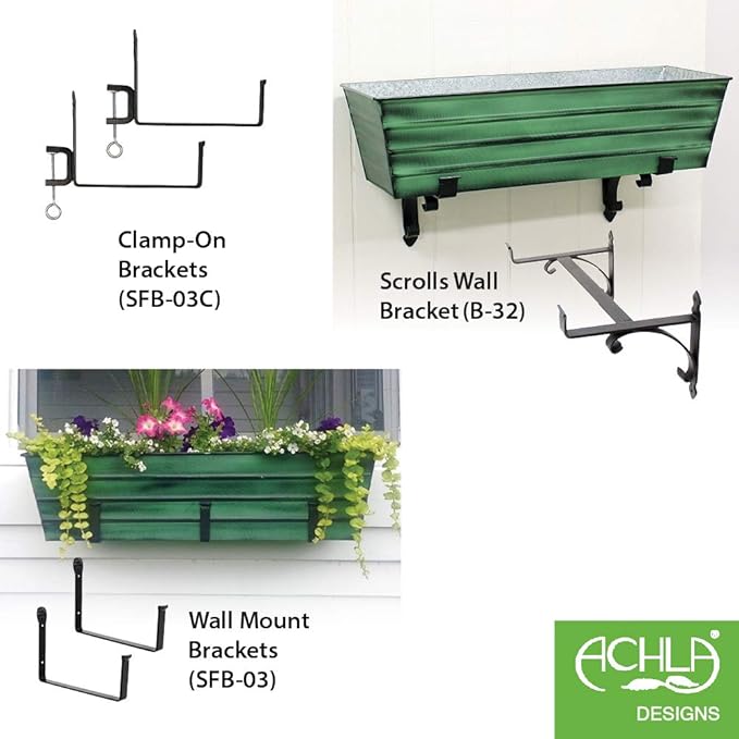 Achla Designs Galvanized Window Flower Box Planter-Green-Large (35.5" L x 11" W x 9.5" D)