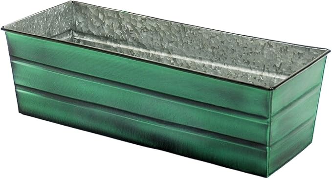 Achla Designs Galvanized Window Flower Box Planter-Green-Medium (24" L x 9.5" W x 7.5" H)