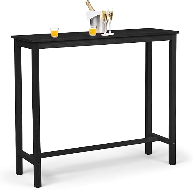VINGLI Wooden Outdoor Bar Table, Wood Patio Counter Height Table, Weather-Resistant Patio Pub Table for Garden, Balcony, Poolside, Backyard