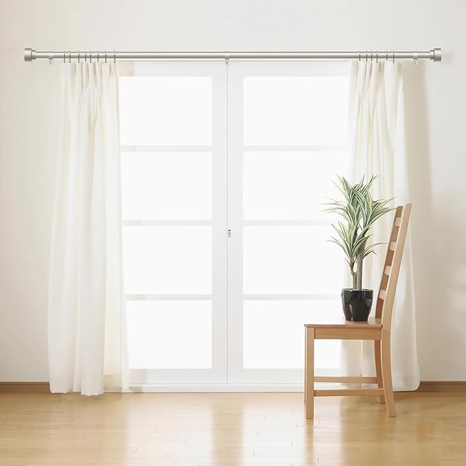 Time Forest Curtain Rods for Windows 66 to 120, 1 Inch Adjustable Heavy Duty Long Window Outdoor Curtain Rod for Patio, Drapery Rods with Simple End Caps, Size 32"-120", Brushed Nickel