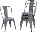 FDW Dining Chairs Set of 4 - Indoor/Outdoor, Metal, 18 Inch Seat Height, 330LBS Weight Capacity, Stackable, Restaurant & Bar Chairs