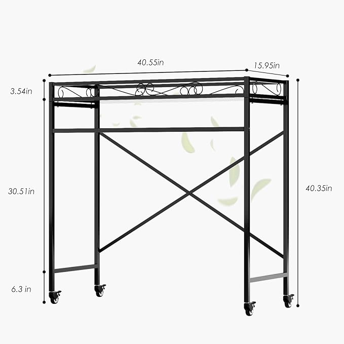 Zhongma 1 Tier Sturdy Metal Plant Stand with Wheels, 40.5x16x40.4 in High, Heavy Duty Succulent Shelf for Home Indoor and Outdoor, 220 LBS Capacity & Heavy Duty Construction