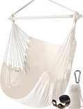 Chihee Hammock Chair Swing Chairs Strong Metal Collapsible Spreader Bar Portable Hanging Chair Max 500 lbs Comfy Seat Patio Lawn Cotton Blended for Superior Comfort Durability Indoor Outdoor