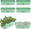 6 Pack Rectangle Planter 16x4.4 Inch Window Boxes Planters Rectangular Large Window Sill Planters Indoor Self Watering Plant Pots with Drainage Holes and Saucers Succulent Herb Flower Pots, Green