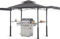 ABCCANOPY Grill Gazebo with 2 Side Awnings - 14x5 Outdoor BBQ Canopy Shelter with 2 Led Lights for Patio Backyard Grilling (Dark Gray)