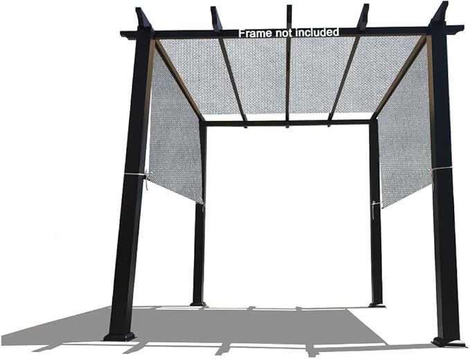 Universal Pergola Replacement Canopy Shade Cover with Breathable HDPE Fabric & Rod Pockets for 10 x 10 FT Pergola, Canopy Size: 192'' L x 106'' W (Light Grey)