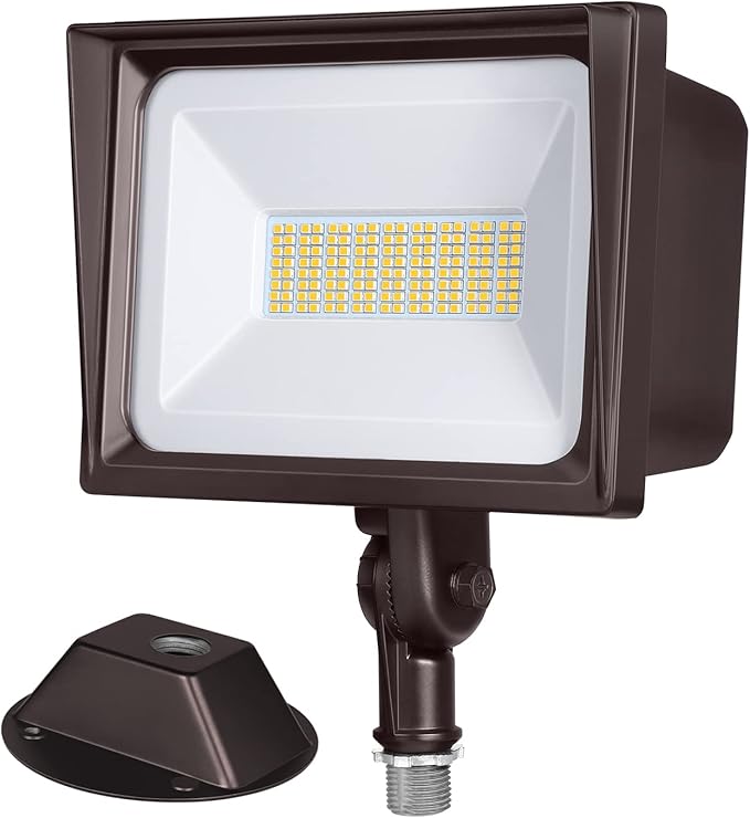 DEWENWILS 65W Flood Lights Outdoor, 6670 LM Super Bright(500W Equivalent) IP65 Waterproof Knuckle Mount LED Security Light, 5000K Daylight LED Flood Light for Garage, Patio, Yard, UL Listed, Browm