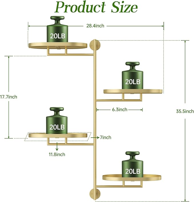 Window Rotating Plant Stand Shelf Indoor Gold Metal Floating Shelves 4-Tier Wall Mount Plant hanger Holders for Wall Planter Modern Home Decor window sill gifts