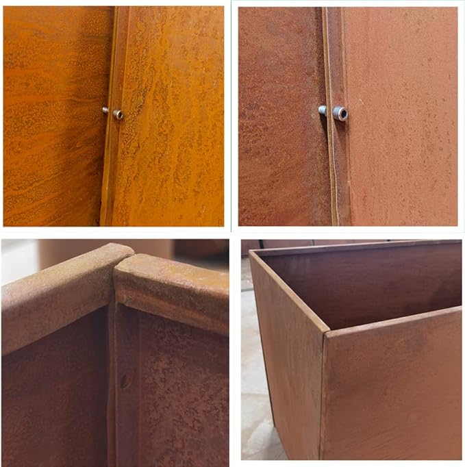 Corten Steel Planter Box Metal Outdoor Planter Large Square Cube Rustic 32 Inch Planter Pot for Commercial Residential Tall Plant Patio Deck and Backyard
