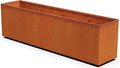 Plantercraft Large Rectangular Planters for Outdoor Plants | Extra Large 84x18x24 Corten Steel Planter Box for Patios and Gardens | Heavy Duty Metal Planter