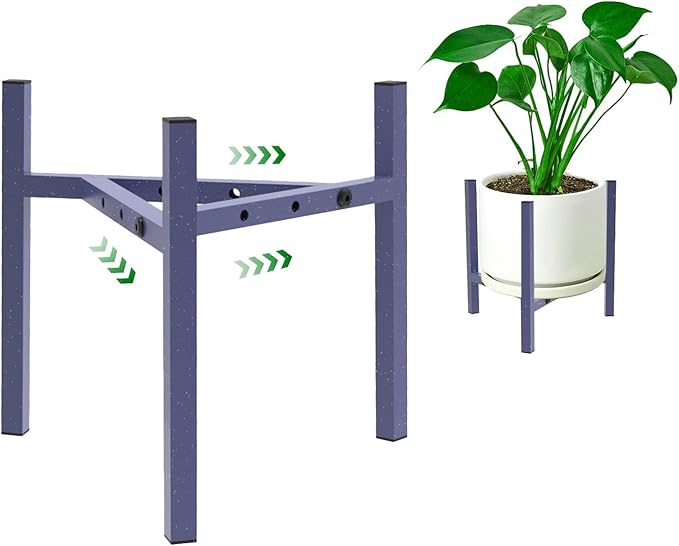Aripark Plant Stand Indoor Adjustable, Metal Modern Plant Stands Small, Heavy Duty Stable Plant Pot Flower Holder Outdoor Corner, Fit 8 9 10 11 12 inch Pots, Sparkling Blue (Pot & Plant Not Included)