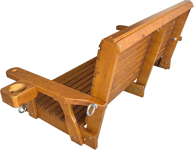 Wooden Porch Swing 2-Seater, High Backrest and Deep Seat, Bench Swing with Cupholders, Hanging Chains and 7mm Springs, Heavy Duty 880 LBS, for Outdoor Patio Garden (Cedar Tone - 4 FT Extra Large)