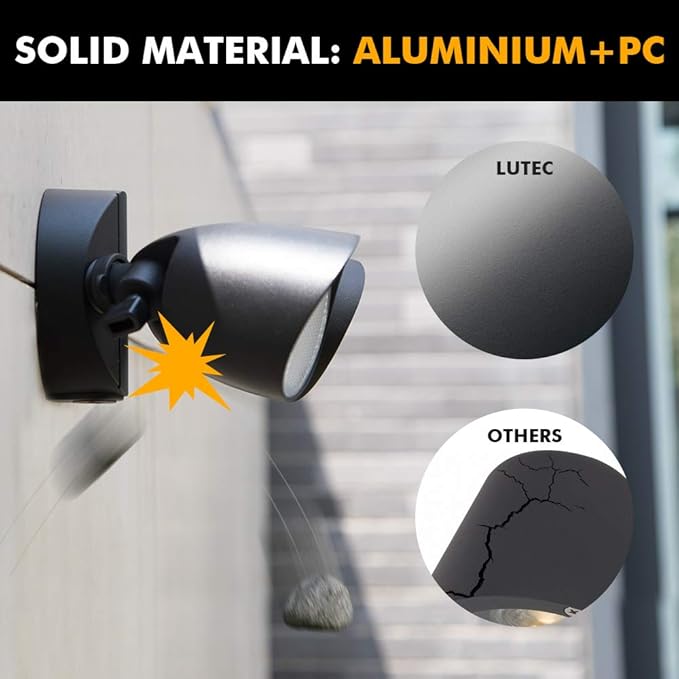 LUTEC 6222B 3500 Lumen 32 Watt 28 LED Dual-Head Floodlight Outdoor, Full Metal Design, Waterproof Exterior Security Wall Light 5000K for Patio, Garden, Yard-Black