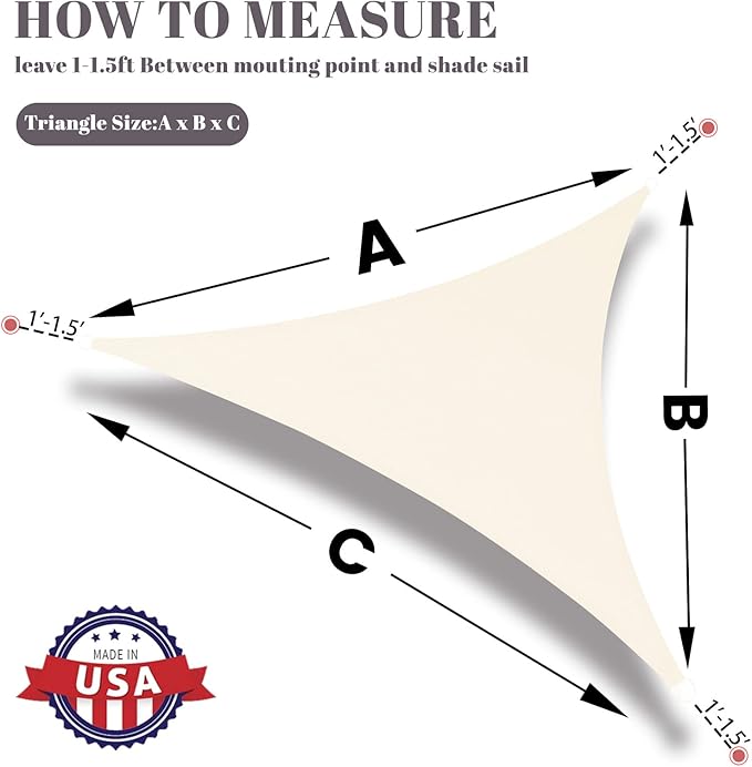 SUNLAX Custom Size 10'x18'x20.6' Beige (Cream) Sun Shade Sail Right Triangle UV Block Sunshade for Backyard Yard Deck Patio Garden Outdoor Facility (Customized)