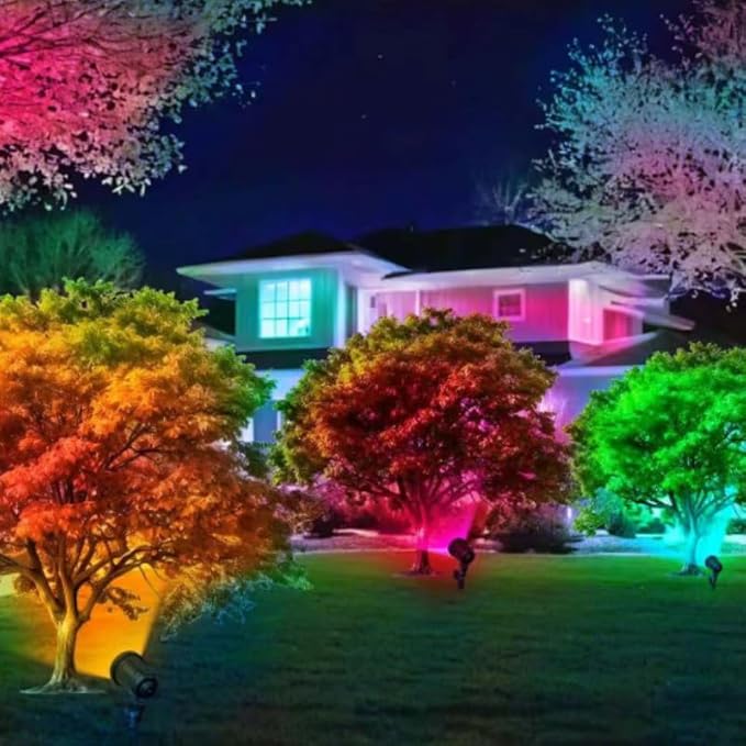 Smart Landscape Spotlights, Low Voltage IP67 Waterproof Outdoor Spot Lights Compatible with APP/Remote Control Color Changing Lights for Yard Garden Pathway Lawn Tree Festival 6 Pack
