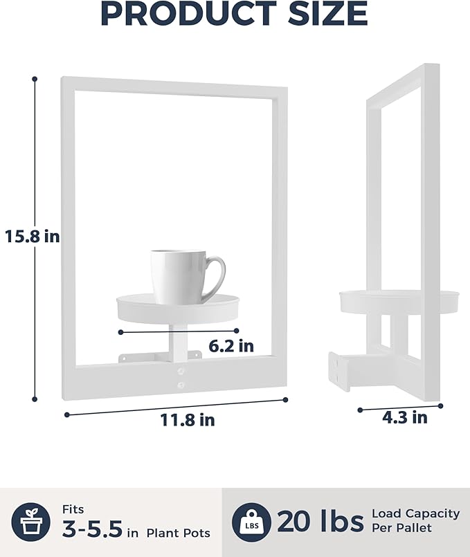 Bamworld White Plant Stand Indoor, Plant Hanger Wall Planters for Indoor Plants Window Plant Shelves Plant Holder Wall Decor, Room Decor (Patent Design)