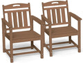 Ciokea Outdoor Patio Dining Chair Set of 2, HDPE Porch Chairs for Dining Table, All-Weather Durable Outdoor Furniture for Backyard, Poolside, Lawn & Garden, Teak