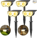 Consciot Solar Spot Lights Outdoor, 16 LEDs IP67 Waterproof, Auto On/Off Landscape Spotlights, 2-in-1 Adjustable Wall Lights for Garden Yard Pathway, 4 Pack (Warm White)
