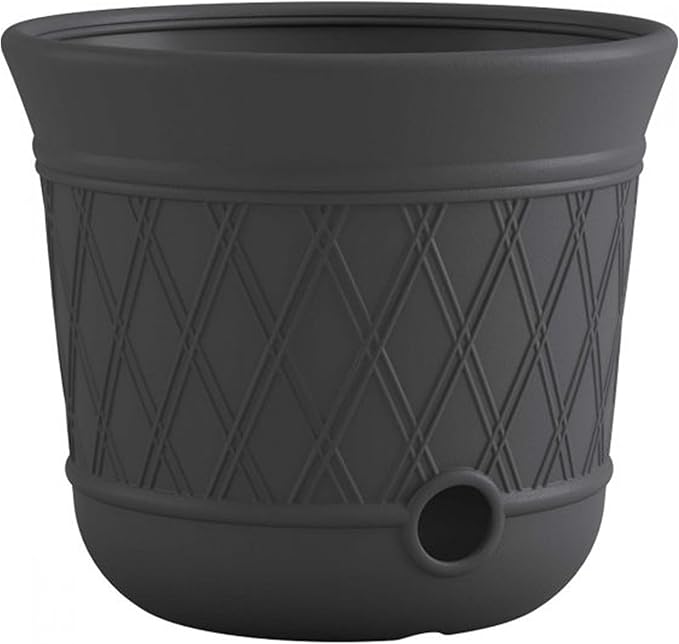 Suncast 12 Pack 14" x 12" Round Resin Decorative Weatherproof Outdoor Hideaway Standard Garden Hose Storage Pot with Drainage Holes, Gray