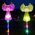 Solar Angel Lights Outdoor Decor - 2 Pack Decorative Color Changing Waterproof LED Angel Stake Lights for Cemetery Grave Garden Patio Yard Art Lawn Decoration, Grave Markers, Memorial Gifts