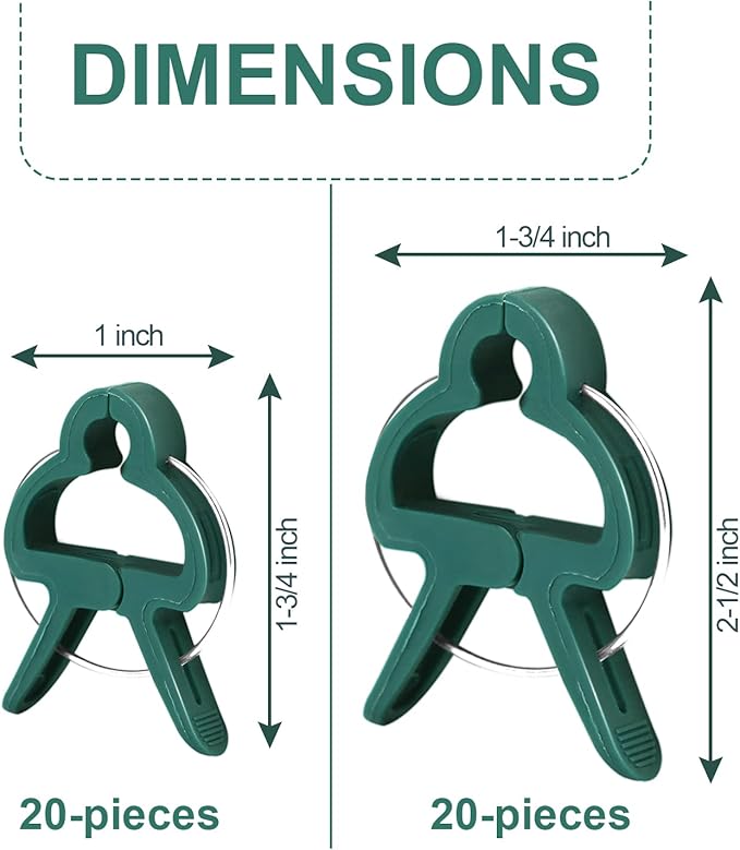 40 Pcs Plant Support Clips,Flower and Vine,Garden Tomato Plant Support Clips for Supporting Stems,Vines Grow Upright Climbing,Tool for Straightening,Tomato Cage,Trellis. 2 Sizes in one Pack
