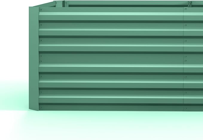 Outsunny Galvanized Raised Garden Bed Kit with Reinforcing Bars, Large and Tall Metal Planter Box for Vegetables, Flowers and Herbs, 6' x 3' x 2', Light Green
