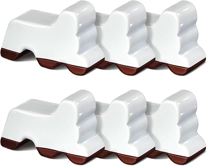 Kigeli 6 Pcs Resin Garden Pot Feet for Outdoor Planters 3 Inch Long 1.5 Inch Tall Flower Handmade Elevator Plant Feet Frost Proof Lifter for 14-20 in Pot (White)