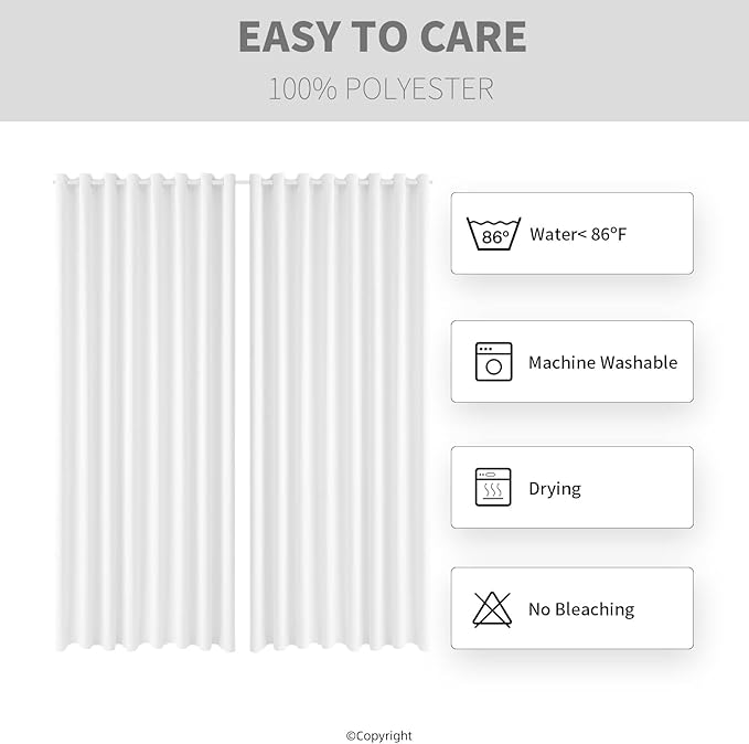 Waterproof Outdoor Curtain W105 x L84 - Grommet Top Sunlight Blocking Window Treatment Drapes Blackout Curtains for Home Bedroom Living Room Outdoor Patio Porch Pergola Cabana Gazebo (2 Panels)