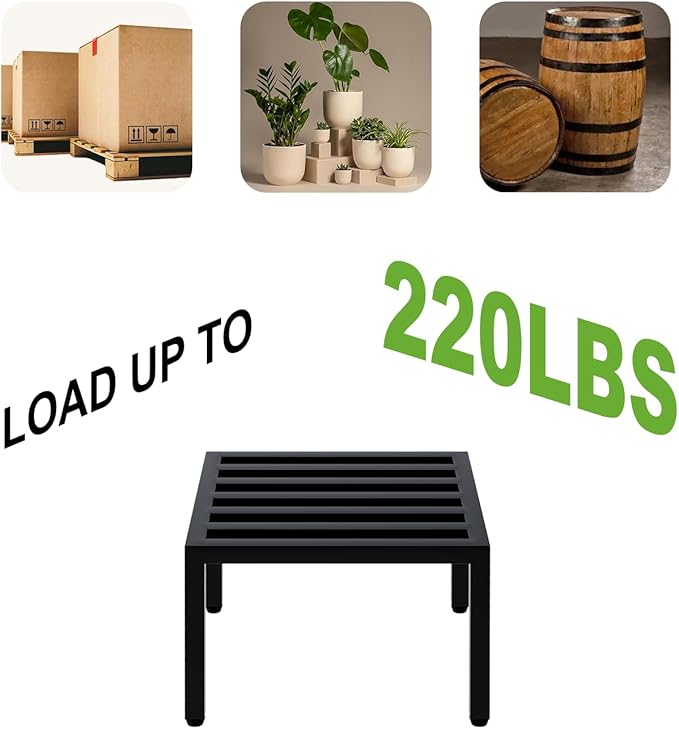 Zhongma 2 Pack 12" Fully Assembled Sturdy Potted Plant Stand Flower Pot Holder Heavy Duty Construction, No Installation Square Low Plant Stand 12 x 12 x 7.87 inch for Home Indoor and Outdoor, Sturdy plant riser and saucer
