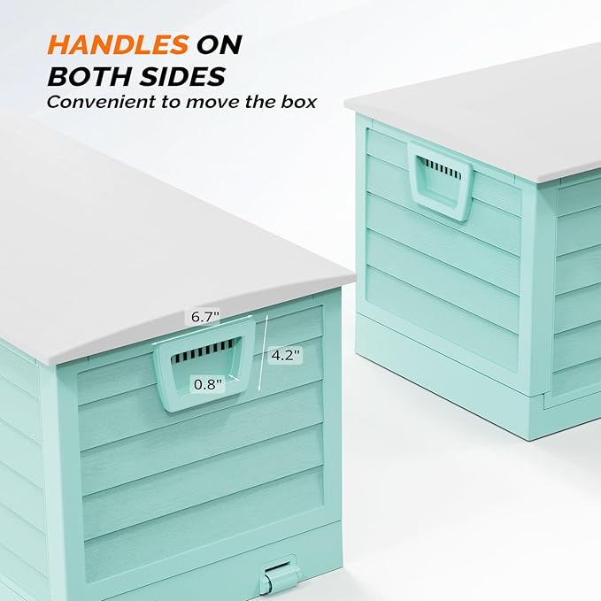 VINGLI 75 Gallon Collapsible Outdoor Storage Box, Simple-to-assemble Plastic Storage Containers with Lid, Patio Deck Box Furniture for Garden, Pool, Balcony, Yard (Green)