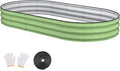Raised Garden Bed, 8x4x1ft Galvanized Outdoor Planter Beds with Safety Edging and Gloves, Oval Metal Planter Box for Gardening Vegetables Flowers Herb-Green