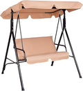Tangkula 2 Person Porch Swing, Outdoor Swing with Removable Cushions, Solid Steel Structure, Patio Swing with Adjustable Canopy for Porch, Backyard, Garden, Balcony Beige