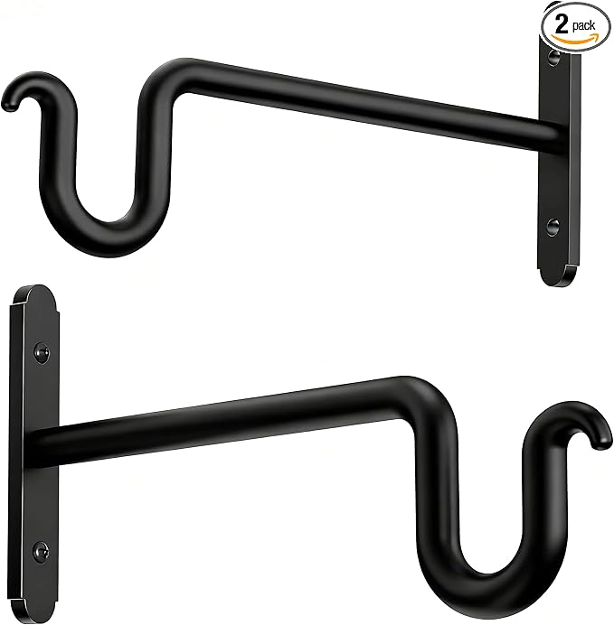 6 Inch Hanging Plant Brackets - 2 Pack Plant Hook for Hanging Plants, Plant Hanger for Hanging Bird Feeders, Flower Baskets, Wind Chimes, Lanterns, Indoor or Outdoor.