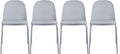 2xhome Modern Stackable Armless Dining Chair | Plastic Shell Seat with Metal Legs | Indoor or Outdoor Use | Home Kitchen Patio (4, Grey, Padded Seat)