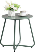 HollyHOME Round Metal Side Table, Rust-Resistant Patio Small Plant Stand, Outdoor 17.32'' Portable End Table for Balconies, Gardens, Living Rooms and Bedrooms, Atrovirens