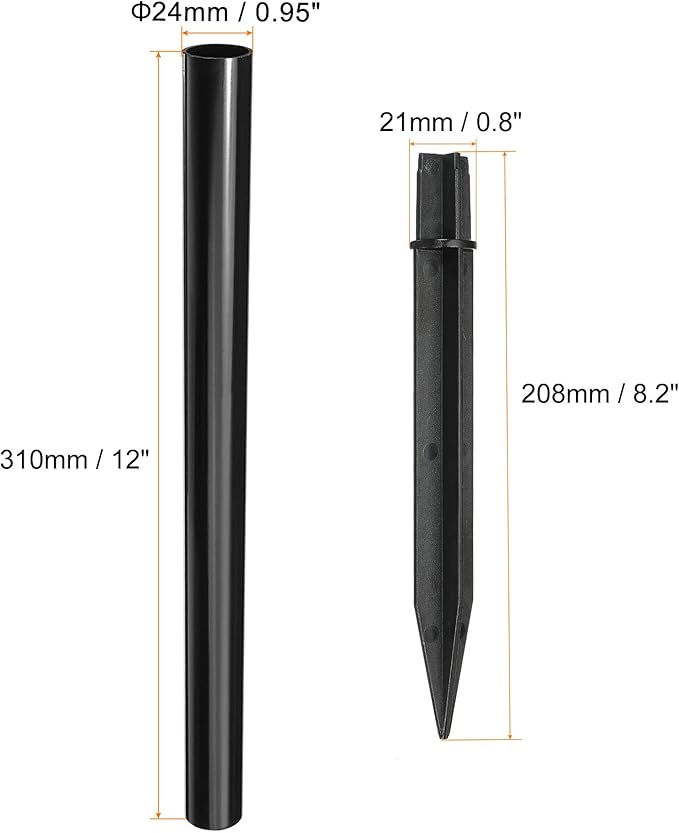 MECCANIXITY Plastic Ground Spikes 8.2 Inch Landscape Stakes with Extension Pole Light Replacement for Solar Torch Lamps of Garden Pathway, 2 Set