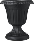 Arcadia Garden Products PL00BK Classic Traditional Plastic Urn Planter, 16” x 18”, Black