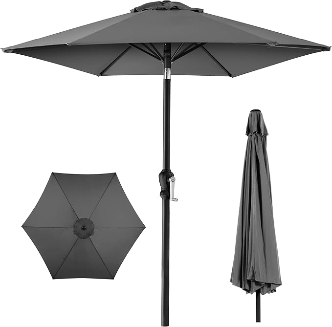 Best Choice Products 10ft Outdoor Table Compatible Steel Polyester Market Patio Umbrella w/Crank and Easy Push Button Tilt