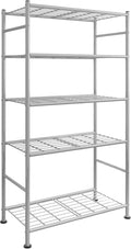 Storage Shelves - 5 Tier Shelf Organizer, Heavy Duty Garage Shelving Unit with Leveling Feet, Stable Metal Shelves Organizer for Pantry, Kitchen and Closet, 33.0" W x 12.6" D x 72.0" H, Silver